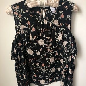 Black floral cold shoulder H&M Top size 8